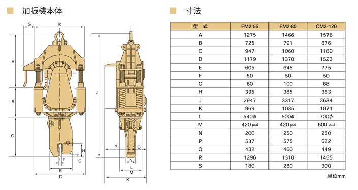 バイブロ FM2 CM2 外形寸法図