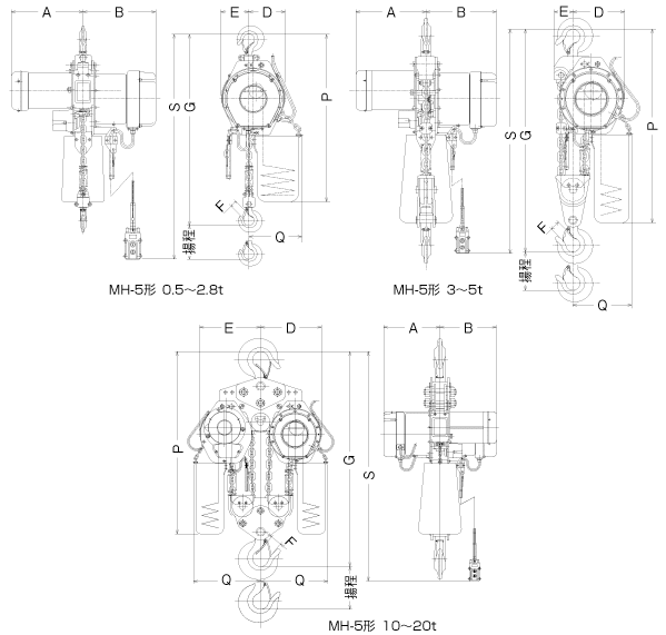 電動チェーンブロック 外形図
