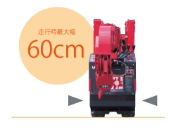 ミニクローラクレーン走行時最大幅60cm